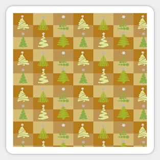 Christmas Trees In Checks Sticker